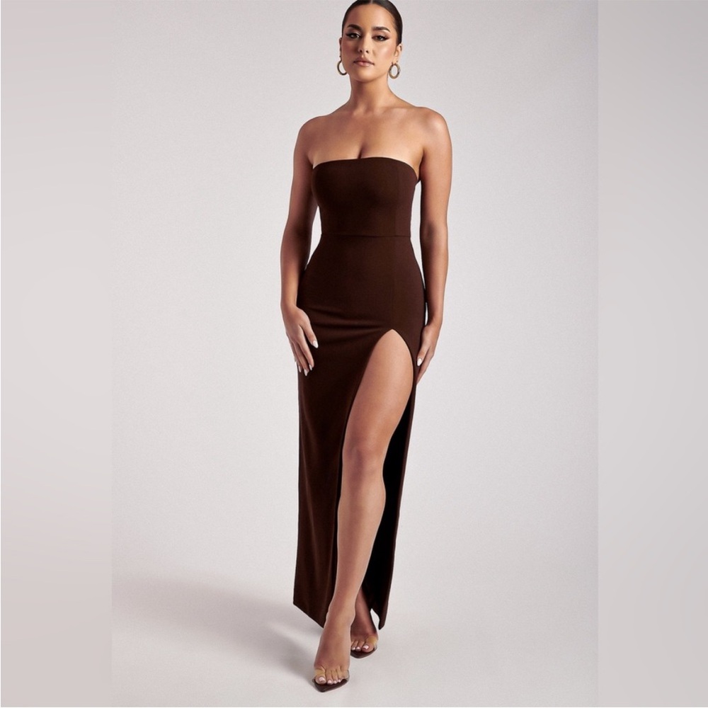 Meshki Brown Strapless Maxi Dress